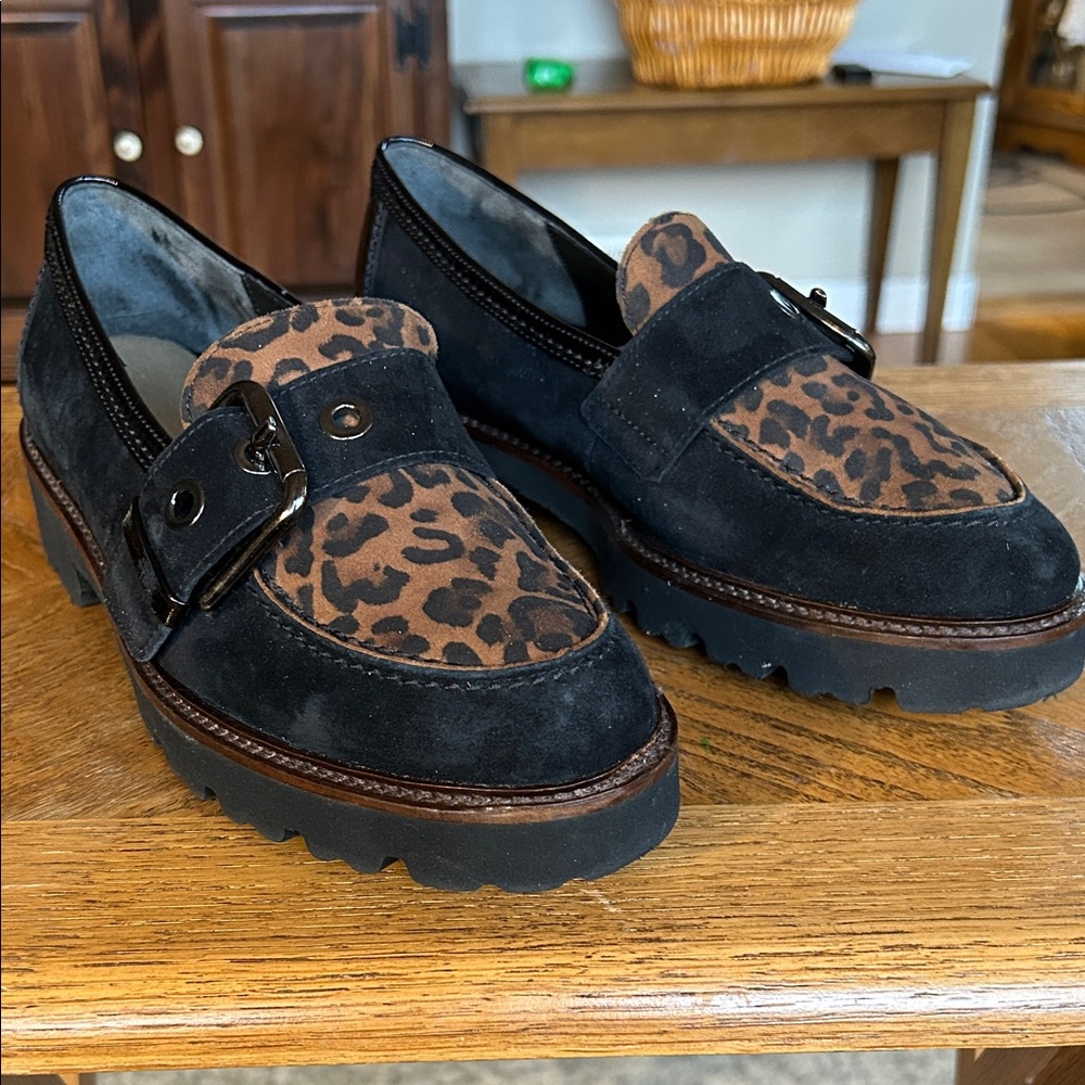 Gabor Black and Brown Leopard Flats